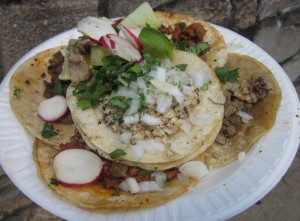 Tacos with Asada, Pollo, Al Pastor, Chorizo, Lengua, and Mixtos