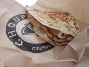 Ham, mushroom, and cheese crêpe