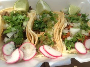 Steak, Chicken, and Chorizo Tacos