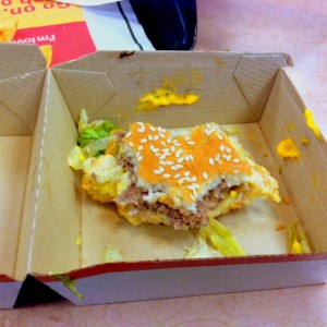 Half-eaten Big Mac.
